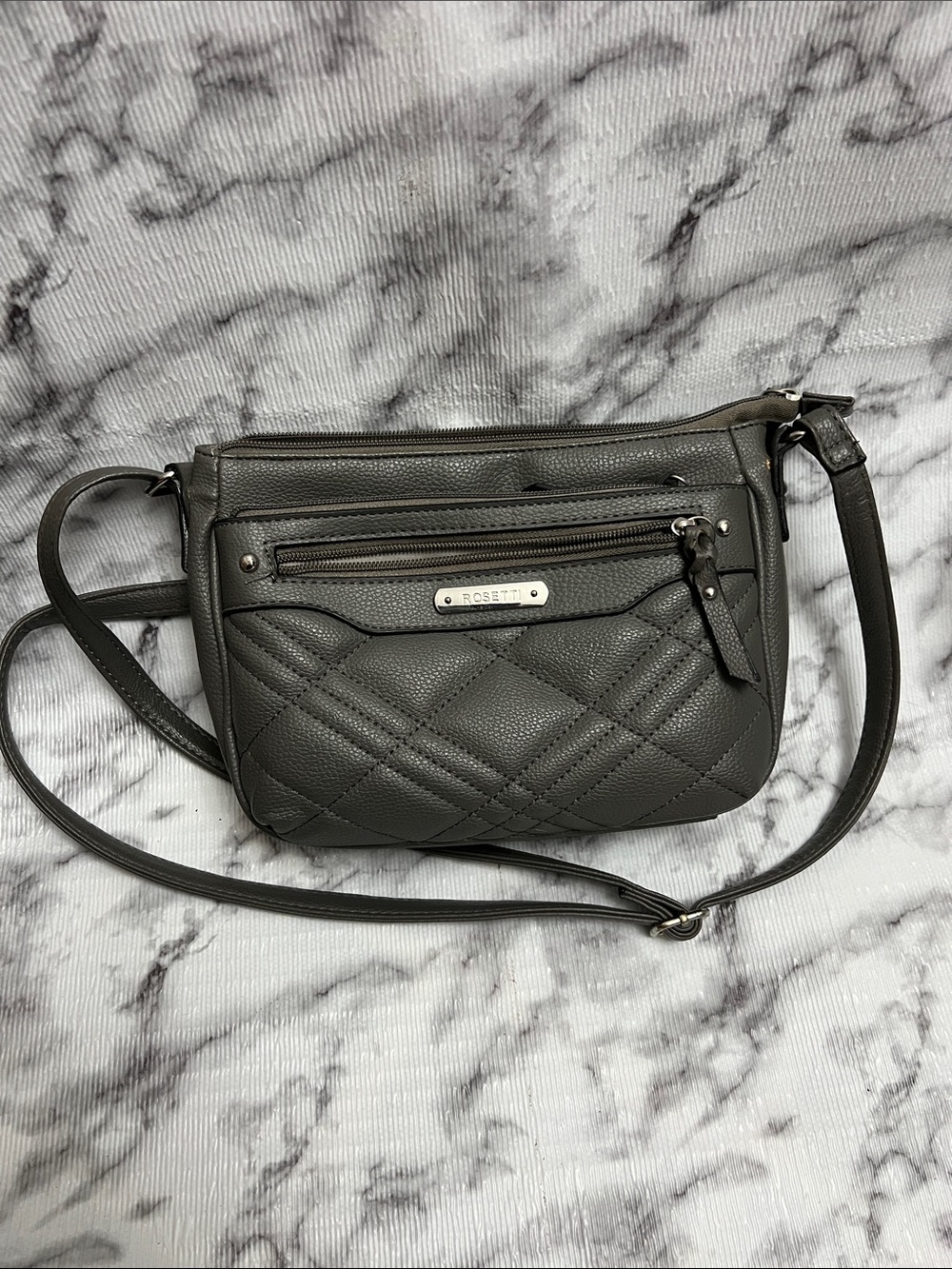 Rosetti Shai Quilted Crossbody Bag in Charcoal Gray